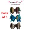 Multicolor Pigtail Hair Bow Clip Pack of 3 - Image 3
