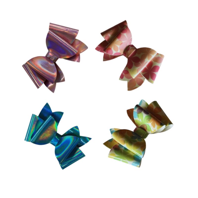 Multicolor Pigtail Hair Bow Clip Pack of 4