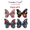 Kids Print Butterfly Medium Hair Bow Clip Set of 4 - Image 3