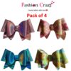 Multicolor Pigtail Hair Bow Clip Pack of 4 - Image 3