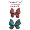 Kids Print Butterfly Large Hair Bow Clip Set of 2 - Image 3