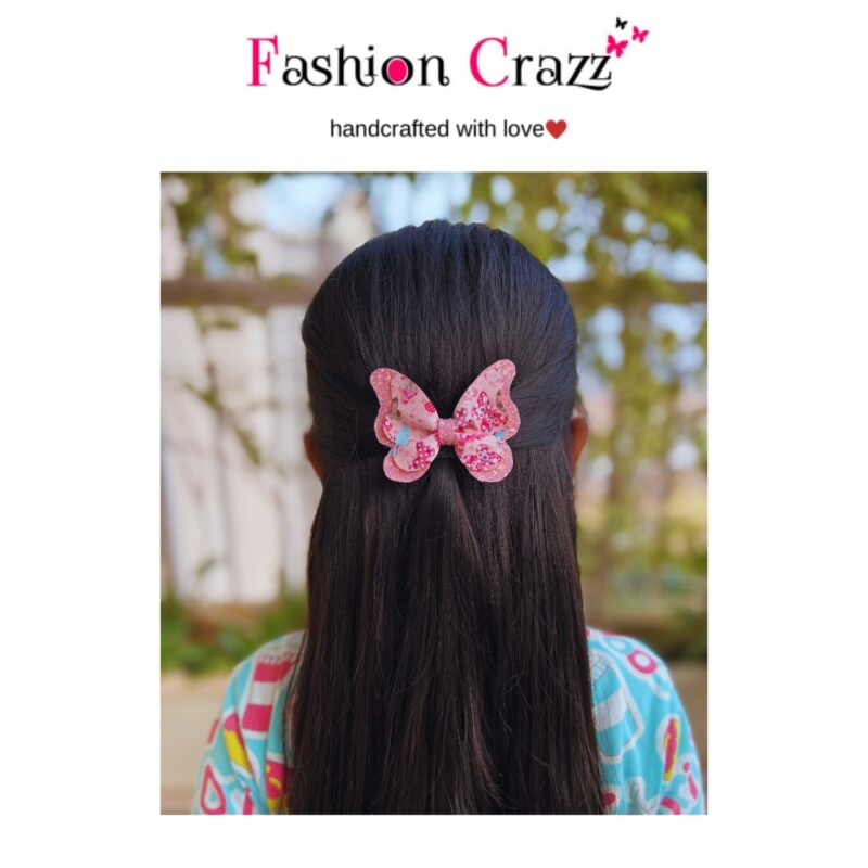 Kids Print Butterfly Medium Hair Bow Clip Set of 4 - Image 4