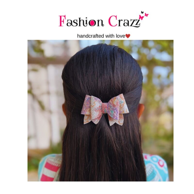 Multicolor Pigtail Hair Bow Clip Pack of 4 - Image 5